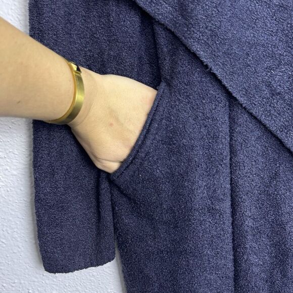 Barefoot Dreams CozyChic Lite Island Wrap Drape Front Cardigan Size S/M Blue 903 - Picture 3 of 9